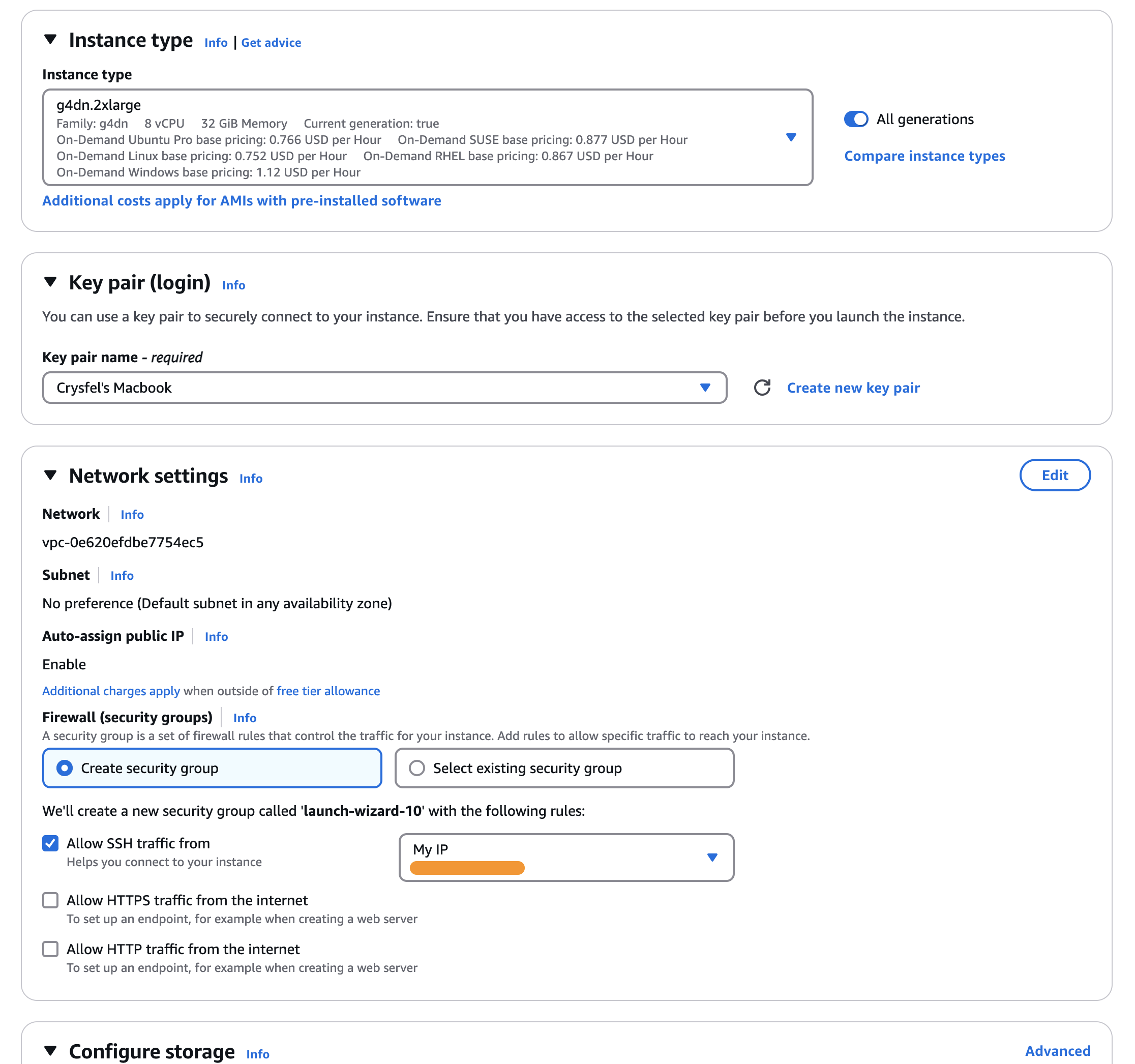 Selecting instance type